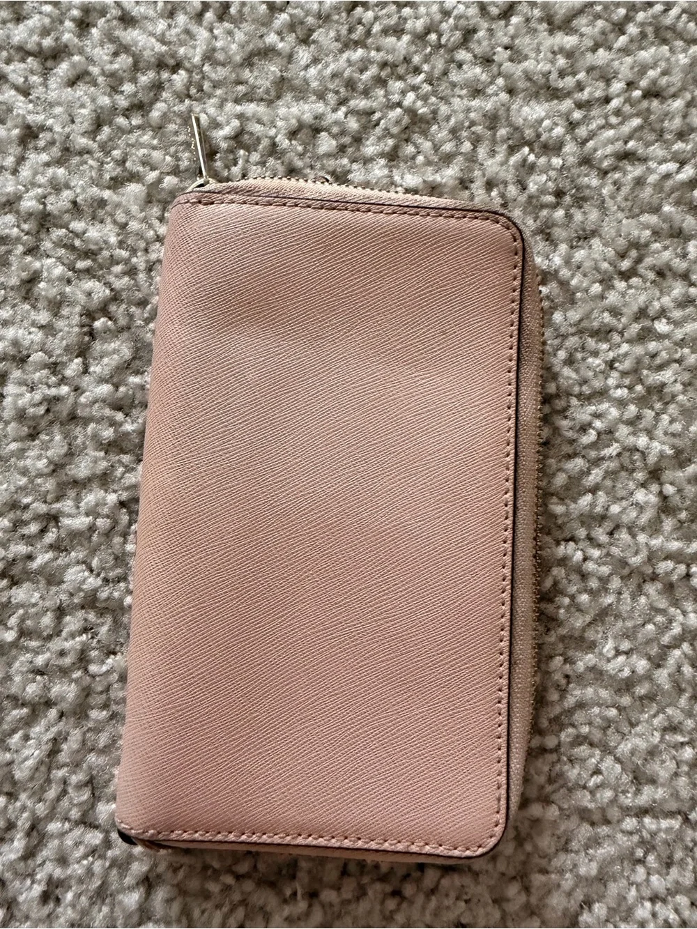 Michael Kors Pink Zip-Around Saffiano Card Wallet with Gold Logo